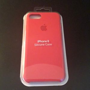 Red/ Pink Apple Silicone Case IPhone 7/8